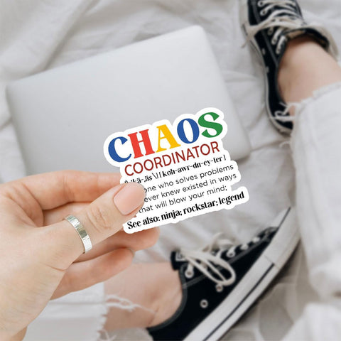 3 Pcs Chaos Coordinator Sticker, Production Coordinator Sticker, Chaos Coordinator Water Bottle, Funny Office Stickers - Vinyl Stickers 3 Inches for Water Bottles Laptop Phone Car Window Helmet
