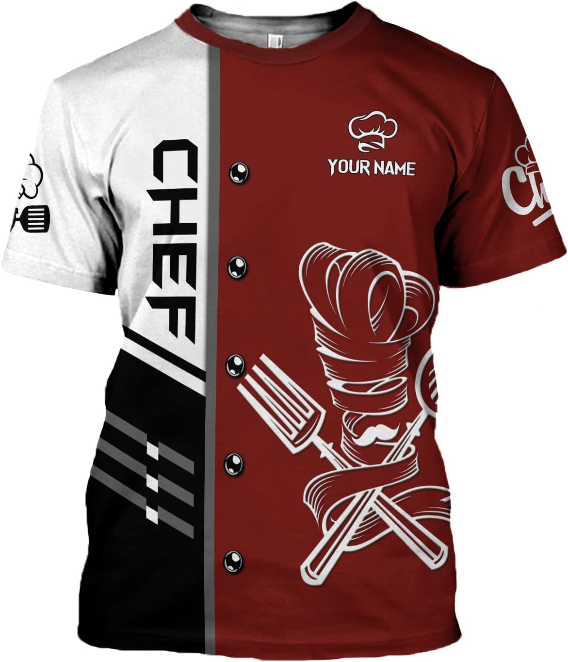 Custom Chef Shirt Chef Shirts for Men Gifts for Master Chef Lovers Custom Chef T Shirts for Men Funny 3D Chef Shirts for Men