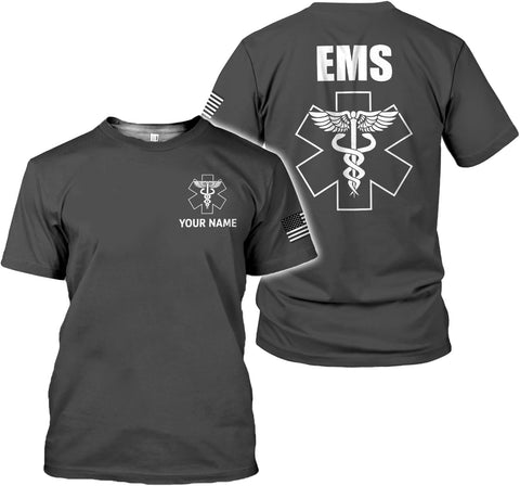 Mostefy Personalized EMT Shirt, EMS Shirt, Customized EMS Shirts,EMT Paramedic Uniform Emergency Medical Technician Shirts