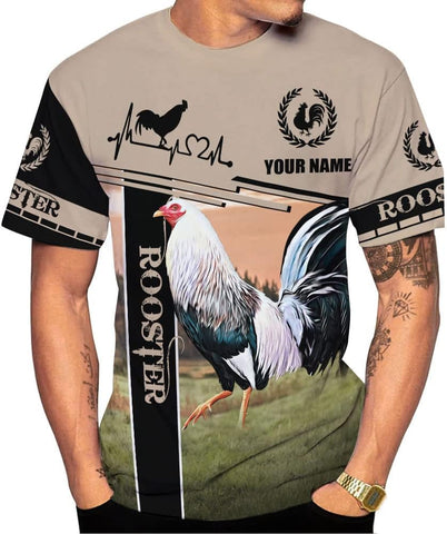 Mostefy Personalized Name Rooster Shirt 3D, Rooster Shirts for Men, Chicken Tshirts Shirts for Women, Funny Chicken Shirts