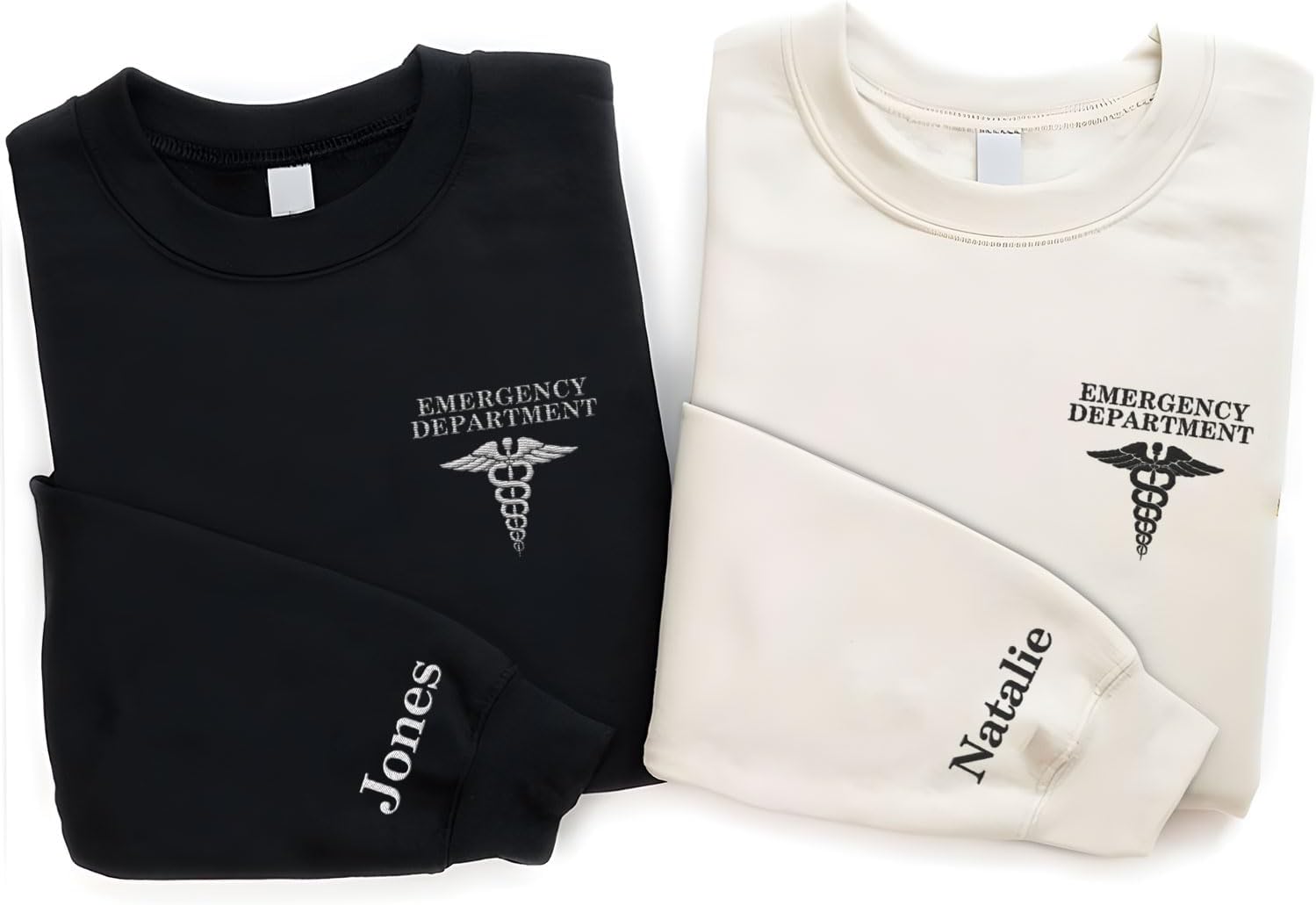 Custom Emergency Department Embroidered Crewneck Sweatshirt, Er Nurse Shirt, Emergency Nurse Hoodie, Er Nurse Gift, Rn Shirt (Cotton, SS407), Small-5X-Large