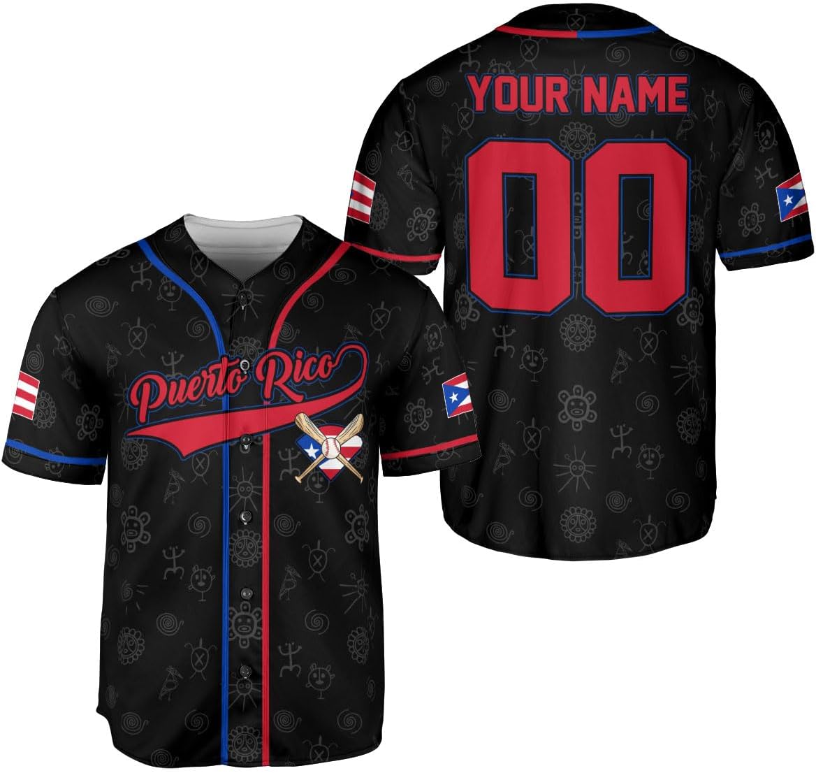 RoyalBro Personalized Puerto Rico Baseball Shirt - Custom Team Name, Puerto Rican Baseball Jersey for Men