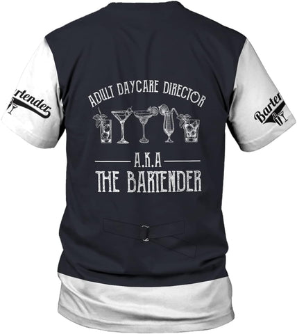 Personalized Bartender Shirt Custom Bartender Shirts Bartending 3D T Shirts Bartender Cocktail Wine Tshirt for Men and Women