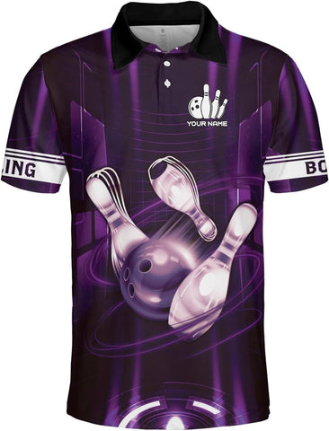 Custom Bowling Polo Shirt Personalized 3D Team Name Bowling Shirts for Men Women Jersey Unisex Bowler Short Sleeve Gift Tee