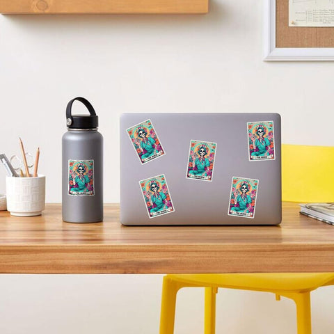 (3PCs) The Nurse Tarot Vinyl Sticker, The Nurse Tarot Card Holographic Stickers, Nurse Skeleton Hologrpahic Vinyl Stickers, Fun Nurse Decal- Stickers for Laptop Water Bottle Phone Car Helmet 3"