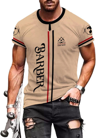 AOVL Personalized Name Barber Shirts Barber Shirt 3D for Men Custom Barber Shirt for Men Women Barber Shop Shirt Gift Barber