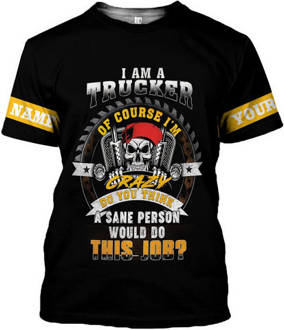 Personalized Trucker Shirt Custom US Flag Truck Driver T-Shirt Funny Trucker Gift 3D Hoodie for Men & Women Trucking Diesel