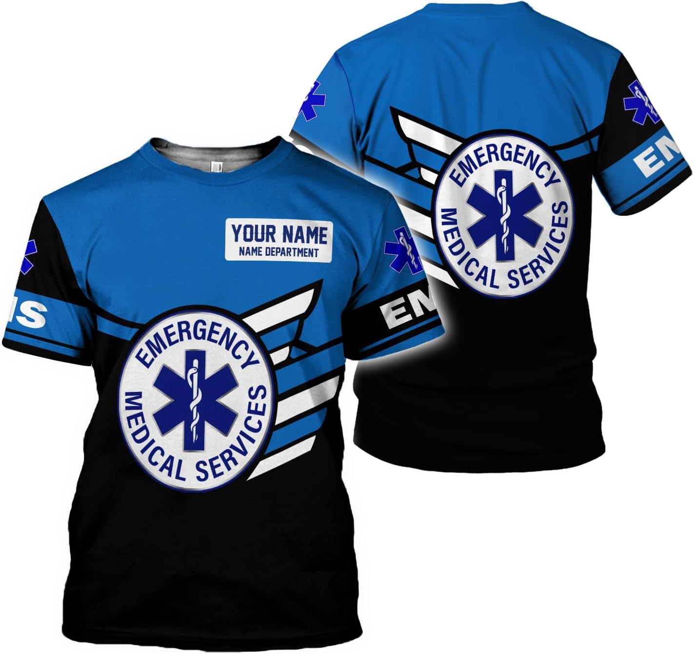 Mostefy Personalized Name EMS Shirt 3D Uniform Emergency Medical Technician, EMS Shirts for Men, EMT Shirt, Paramedic Shirt