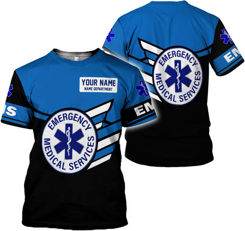 Mostefy Personalized Name EMS Shirt 3D Uniform Emergency Medical Technician, EMS Shirts for Men, EMT Shirt, Paramedic Shirt