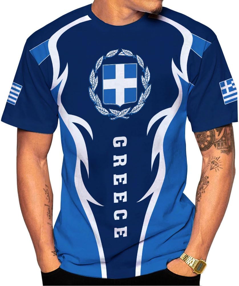 MoonArt Personalized Greece Shirts Greek Coat of Arms Flag Grecian 3D Shirts Greece Tshirt Grecian Pride Gift