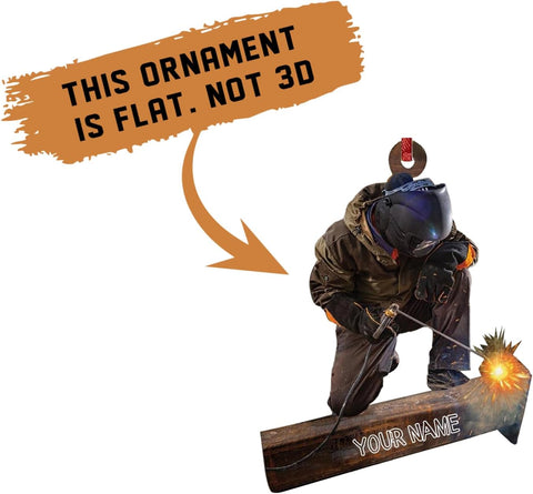 Woseprint Personalized Name Welder Hanging Ornament Gifts for Welders, Welder 2D Ornaments for Christmas Tree, Customized Welder Gifts for Men, Welding Ornaments for Christmas Tree 2024 (Welder1)