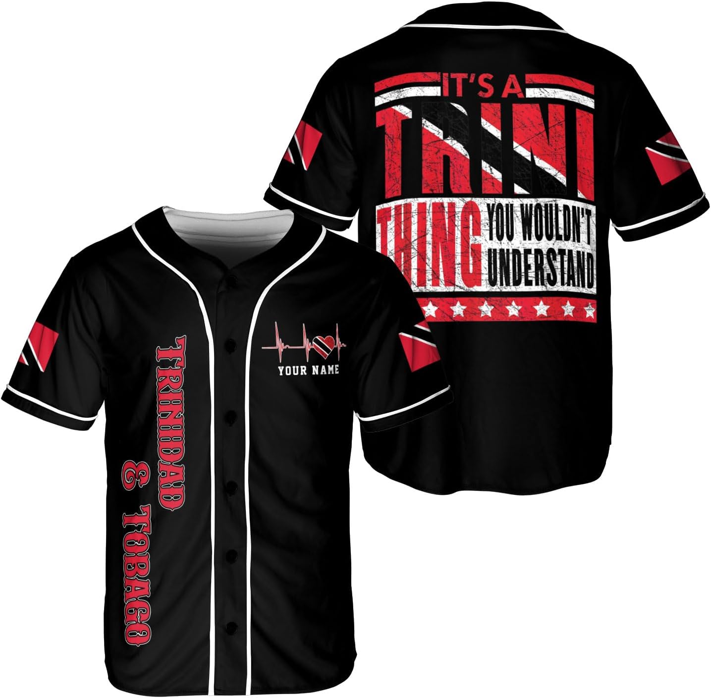 Podagree Personalized Trinidad & Tobago Baseball Jersey, Trinidad and Tobago Proud Flag Shirt Coat of Arms Gift Men Women