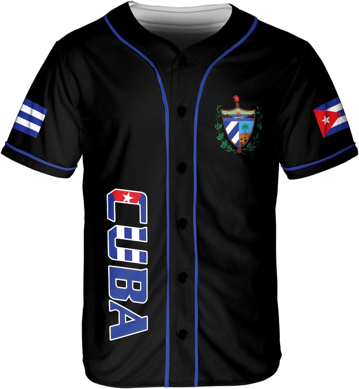 Podagree Personalized Cuba Baseball Shirt, Cuban Flag Jersey for Men and Women
