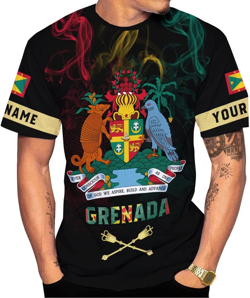 Podagree Personalized Grenada T-Shirt 3D, Proud Grenadan Tshirt, Grenada Flag Grenadian Pride Grenadian Heritage Shirt