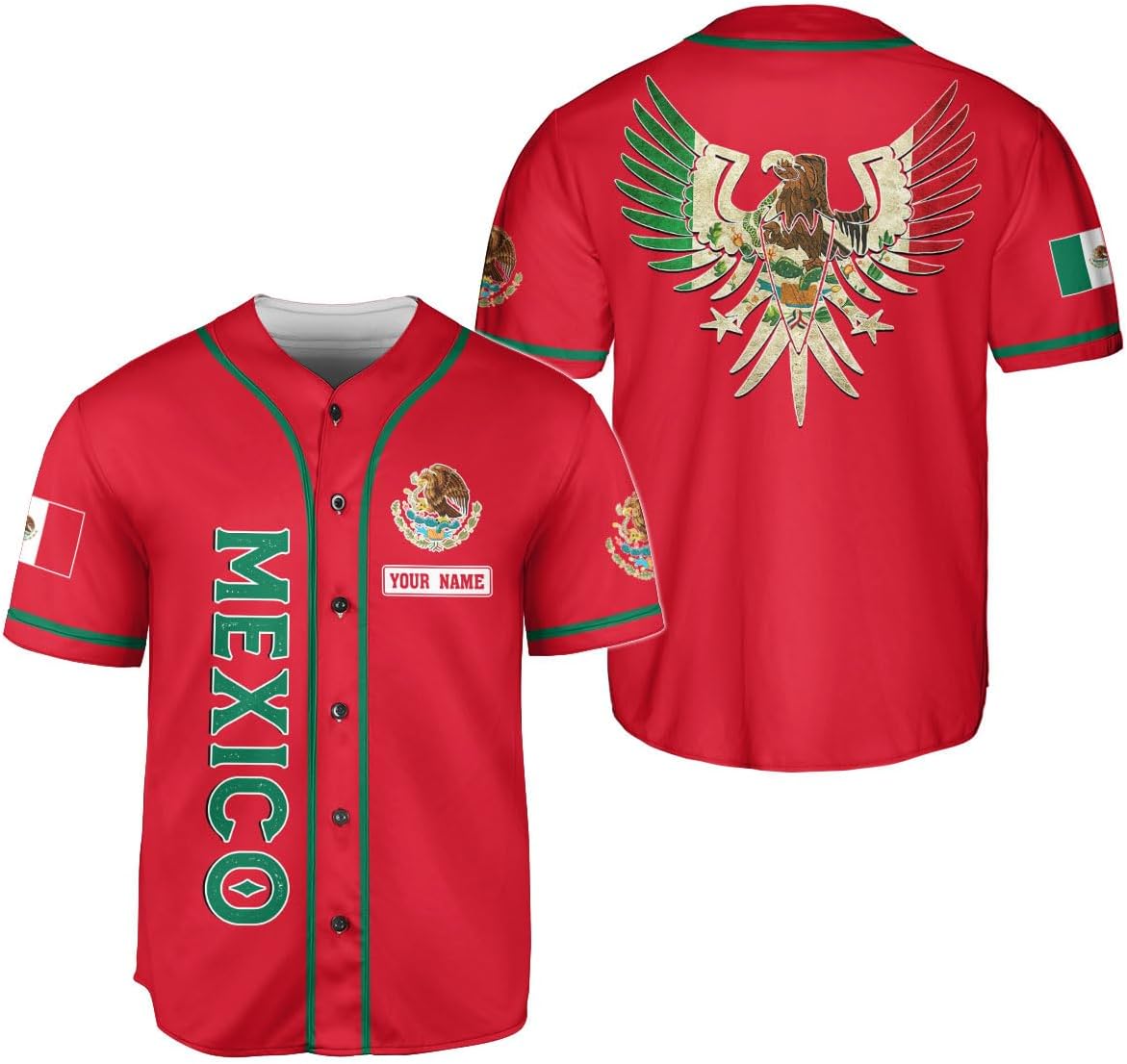 RoyalBro Personalized Mexico Baseball Jersey, Mexican Jersey for Men & Women, Mexican Flag Jersey, Mexico Shirt Camisas
