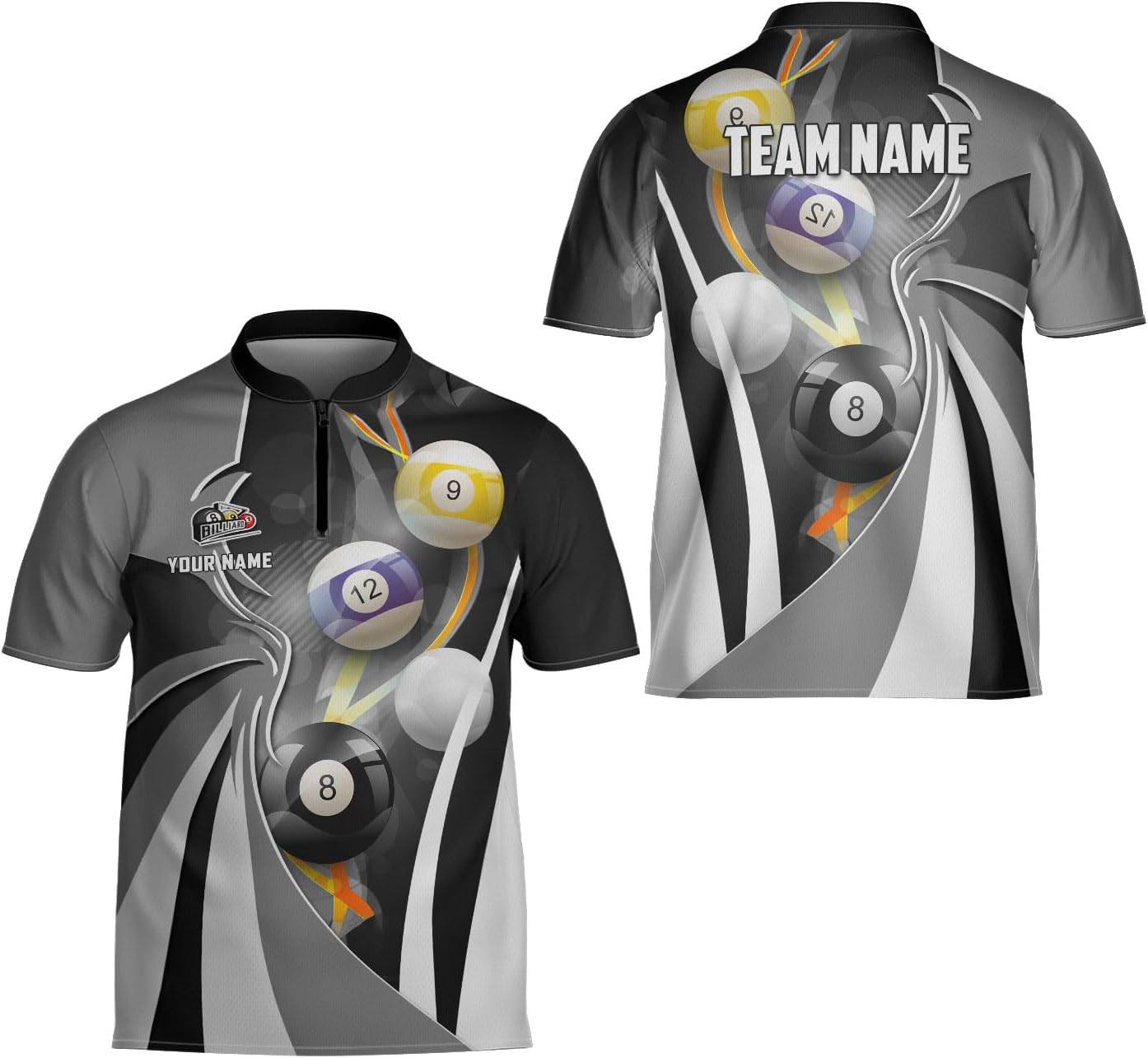Ligthuy Personalized Billiard Jersey 3D, 8 Ball Shirt, Billiards Shirts for Men, Billiard Gifts for Men and Women S-5XL