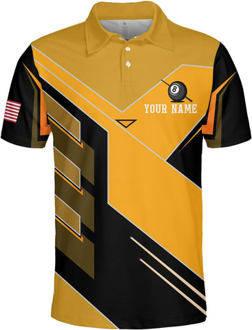 MoonArt Personalized Billiard Polo Shirts, Billiards Shirts for Men, Pool Shirts, 3D Billiards 8 Ball Pool, Billiard Team