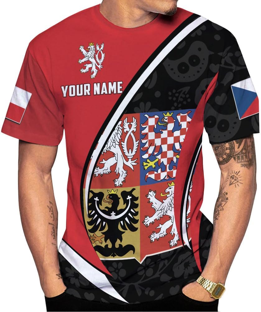 Personalized Czech Shirts 3D, Czechoslovakian T-Shirts, Czech Republic Flag Pride Shirt Unisex, Gifts for Czechs (CZ 1)