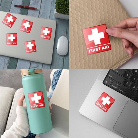 (3pcs) First Aid Sticker, First Aid Stickers for First Aid Box, Medical Stickers, First Aid Kit Sticker, Vet Med - Vinyl Stickers Waterproof for Water Bottles Laptop Phone Car Window Helmet 3 Inches