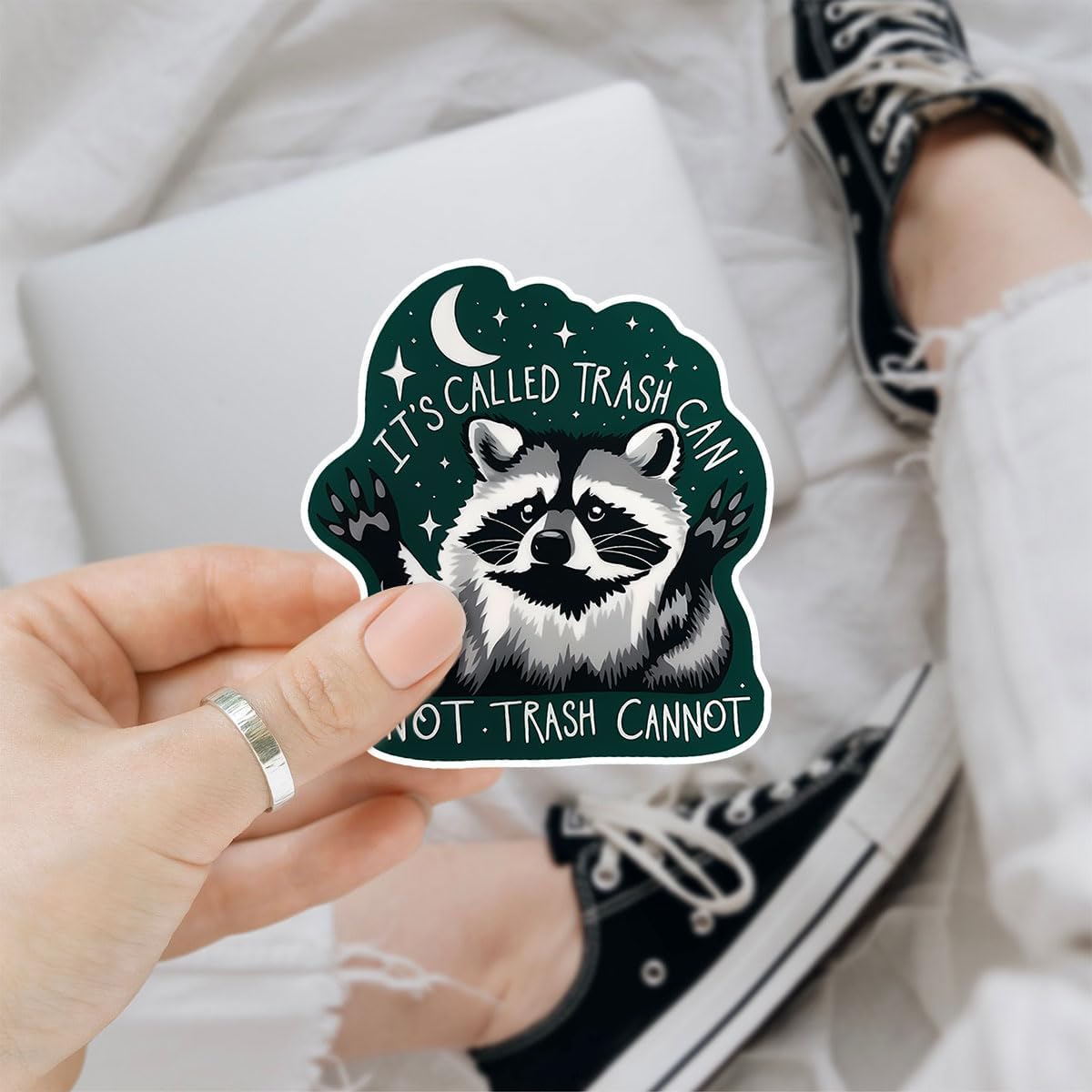 (3PCs) It's Called Trash Can Not Trash Cannot Sticker, Racoon Sticker, Trash Panda Sticker, Humor Motivational Mental Health Vinyl Sticker - Stickers For Laptop Water Bottle Phone Car Window Helmet 3"