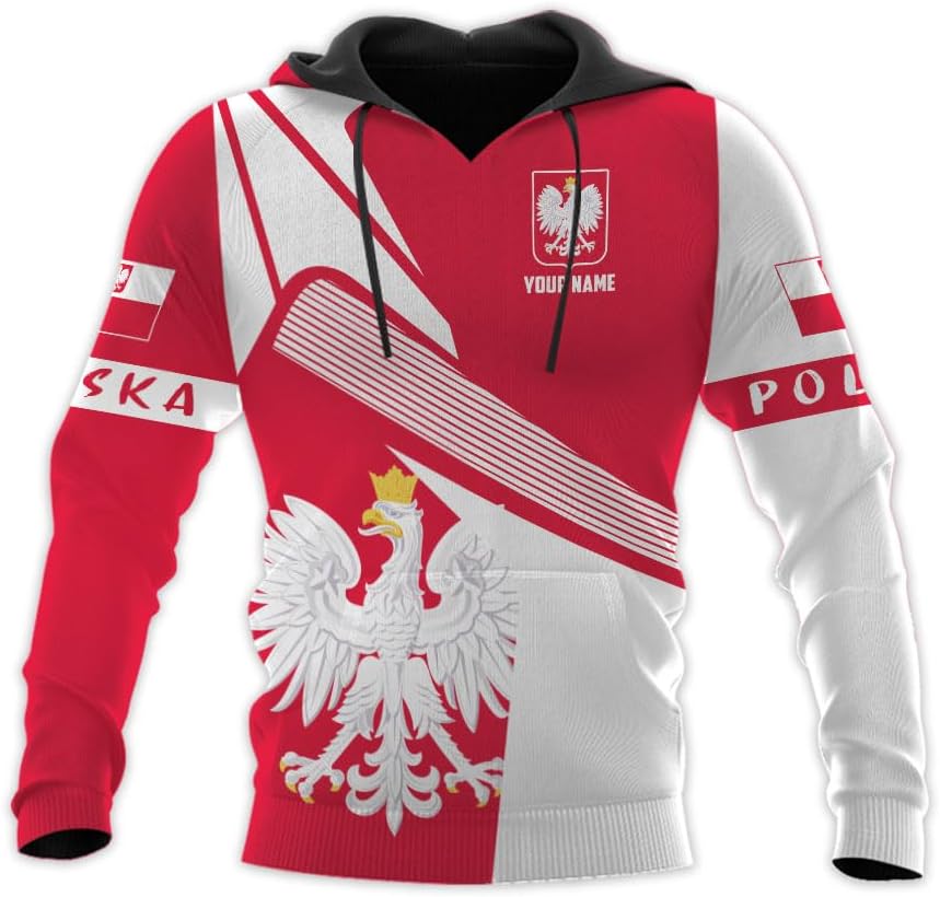 Vybonz Personalized Poland Hoodie Women & Men 3D, Poland Pride Shirt Polish Eagle