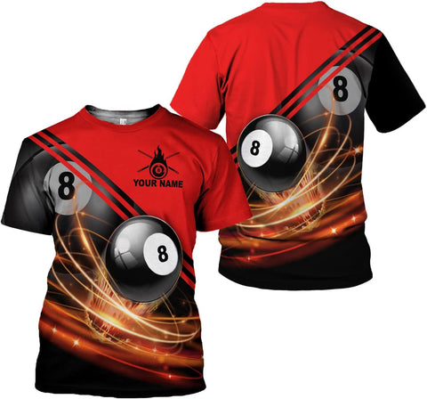AOVL Personalized Billiard Shirts 3D Billiard Shirt Custom Billiard Flag Shirt Men's Pool Billiards Shirt 8 Ball Men Women
