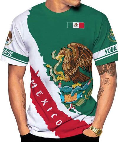 Mostprints Personalized Name Mexican Shirts for Men 3D, Customized Mexico Shirts for Men, Mexico Shirts for Women Mexico Shirt