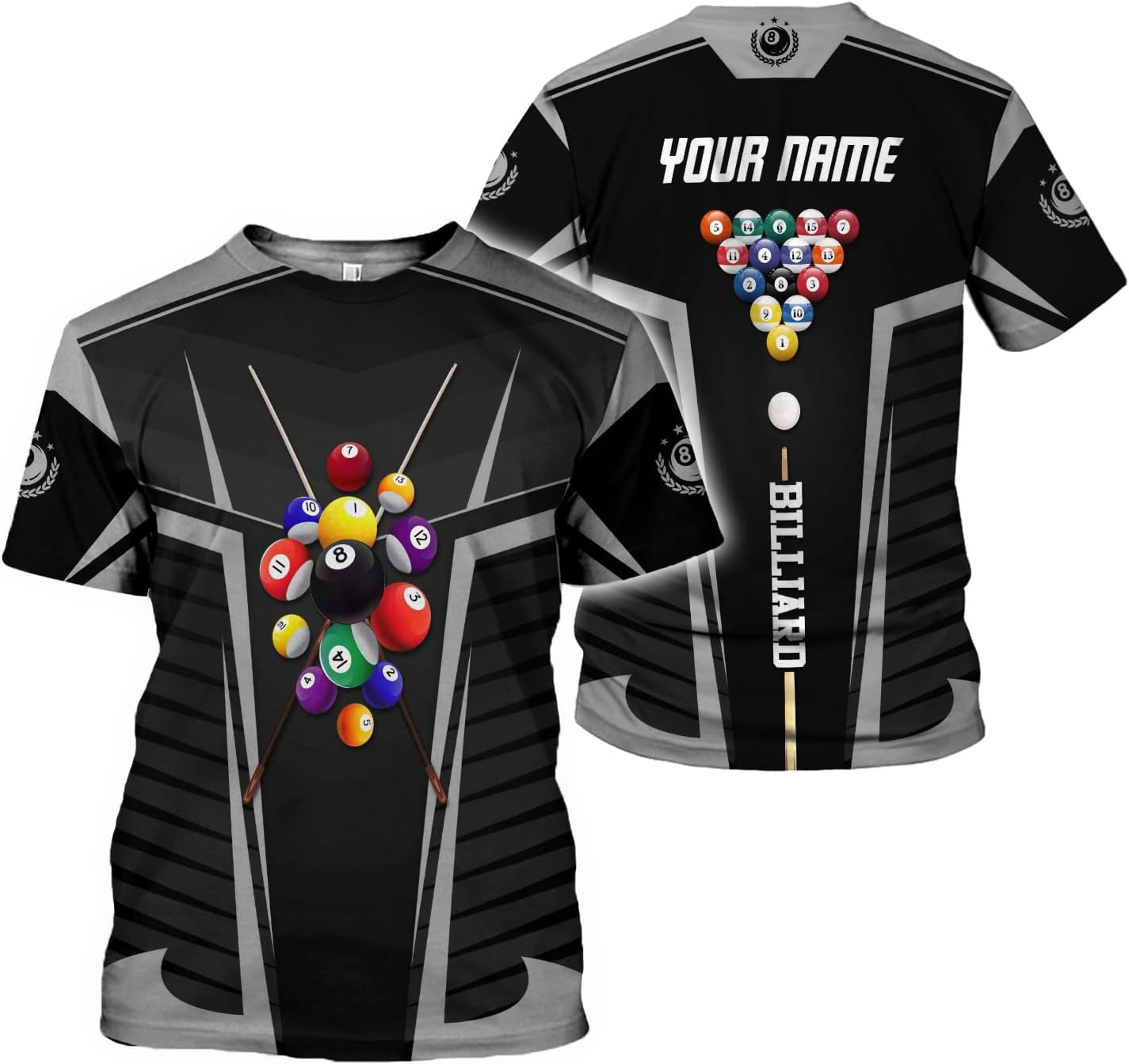 AOVL Personalized Billiard Shirts 3D Billiard Shirt Custom Billiard Flag Shirt Men's Pool Billiards Shirt 8 Ball Men Women