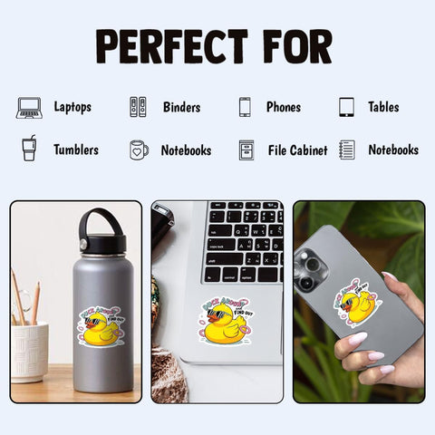 3PCS Duck Around and Find Out 3" Sticker Gifts Funny Cute Rubber Duck Stickers Quote Vinyl Decal Waterproof for Tumbler, Notebook, Phone, Gift for Adults and Coworkers Friends