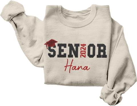 Intenprints Personalized Senior 2024 Sweatshirt Class of 2024 Senior 2024 Shirt Custom Embroidered Graduate Shirt