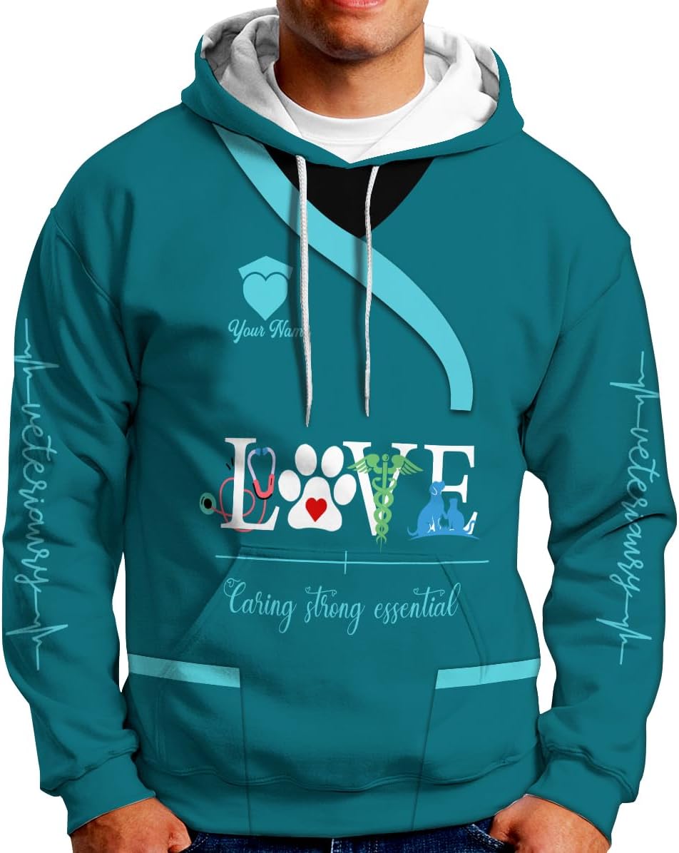 Suseaz Personalized Vet Tech Shirts for Veterinarian, Veterinary Medicine Technician Men Women Shirt, Paw Dog Cat Animal Love