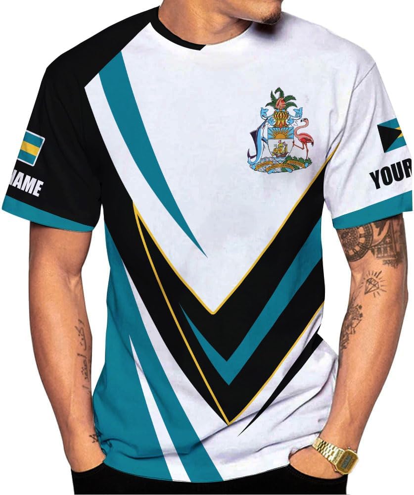 Personalized Bahamas Shirt 3D Custom Bahamas Flag Shirt for Men and Women Bahamas Pride Shirt