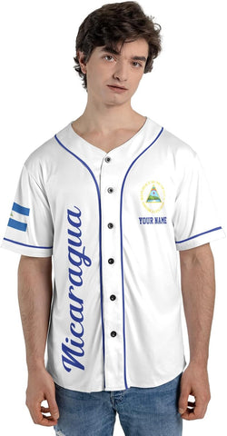 Personalized Nicaragua Baseball Jersey, Custom Nicaragua Baseball Jersey for Men & Women, Nicaraguan Camisas Shirt