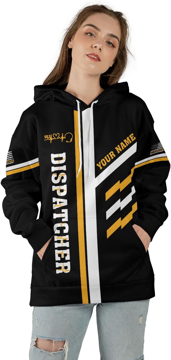 Leeprints Personalized 911 Dispatcher 3D Shirt, Custom Dispatcher 3D T-shirt, Thin Gold Line Flag 3D Shirts, Dispatcher