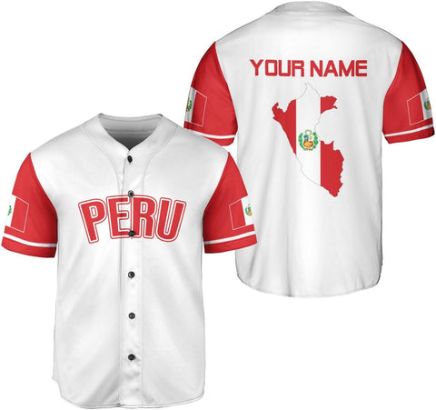 Podagree Personalized Peru Baseball Jersey, Peruvian Proud Flag Jersey Shirt Peru Coat of Arms Peruvian Gift for Men Women