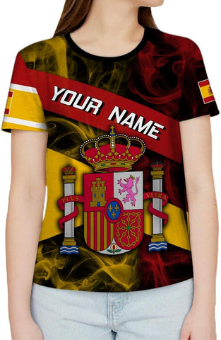 Ligthuy Personalized Name Spain Shirt 3D, Custom Spainish Shirt Flag for Men and Women, Italia Shirt Soccer Unisex Size