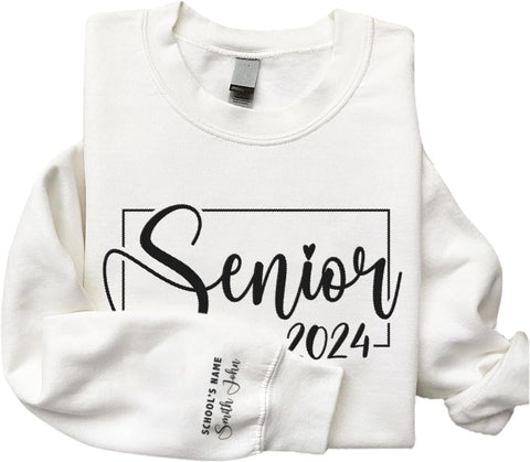 MAPrints Personalized Senior 2024 Embroidered Sweatshirt Gift, Graduation Class Of 2024 School Senior Embroidery Sweatshirt