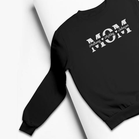Embroidered Personalized Mom Sweatshirt, Mom Sweatshirt with Kids Names, Mama Est 2023 Sweatshirt for Mom (Cotton, SS147), Small-5X-Large