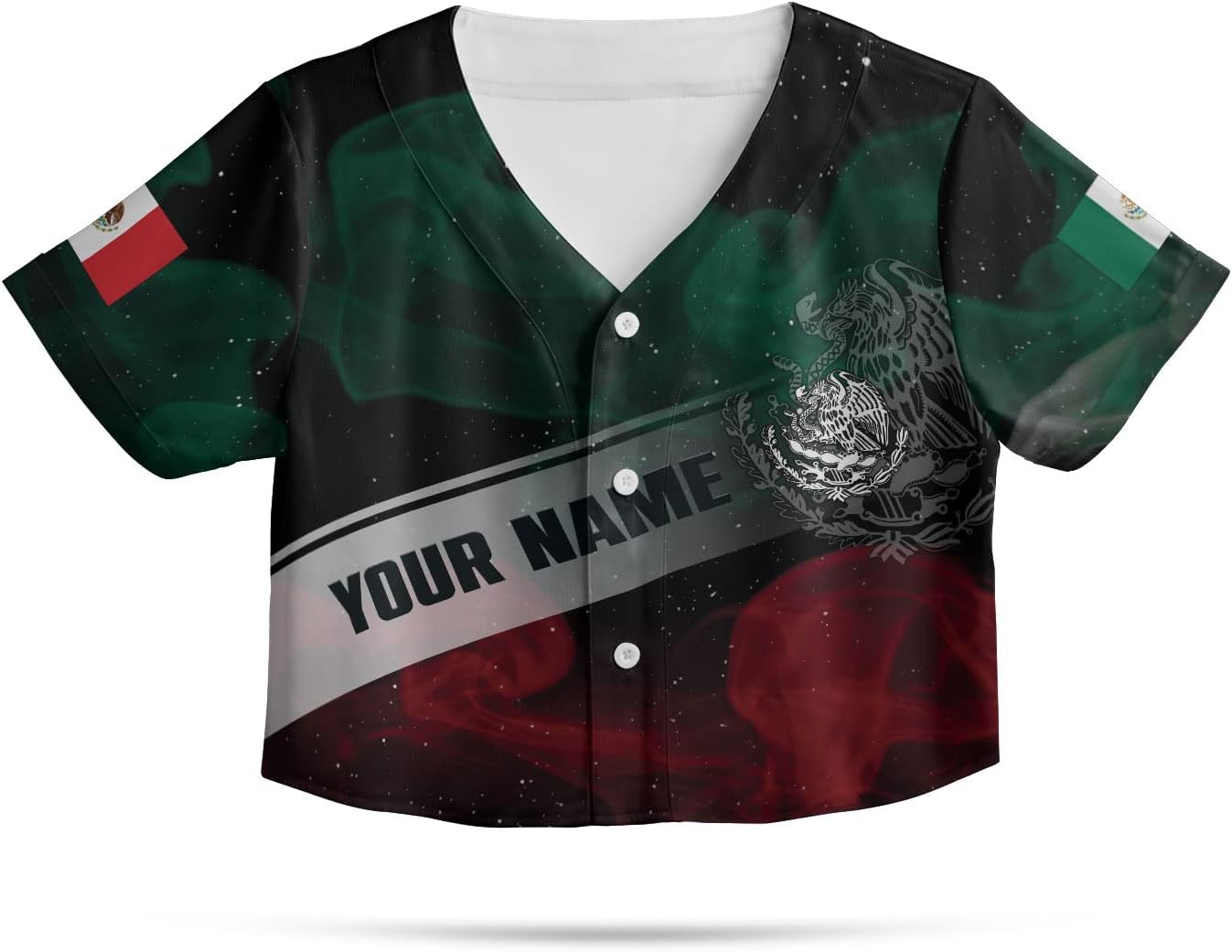 Personalized Name Mexico Crop Top Baseball Jersey Shirt, Mexican Jersey for Women, Jersey Mexico Shirt 3D Gifts (BJ78)
