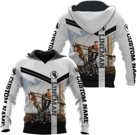 Personalized Lineman 3D Print Hoodies Unisex Pullover Hoodie Gift For Men, Women, Full Size S-5XL For Men Women