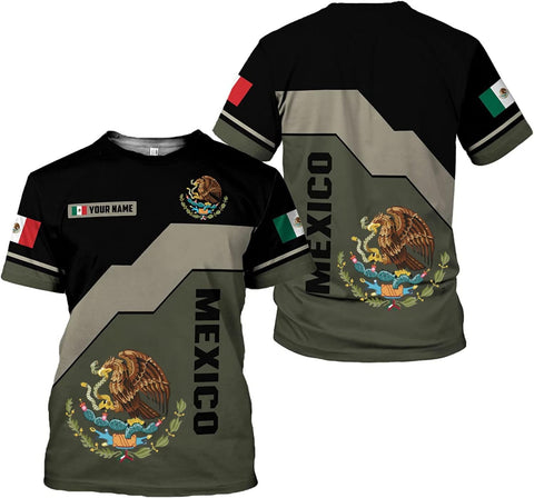 RoyalBro Personalized Mexico Shirt, Camisas de Mexico Customized Mexican Shirts Mexican Flag Mexico 3D Shirt for Men Women