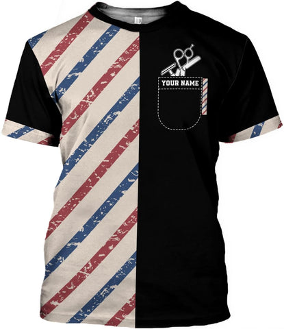 Personalized Name Barber 3D All Over Printed Shirts for Men & Women, Hair Stylist Shirt Gift for Barbershop
