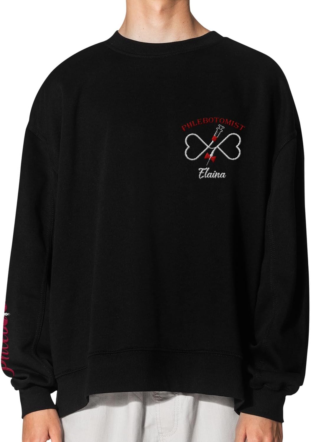 Custom Phlebotomist Sweatshirt Medical Sweater Phlebotomy Tech Shirt Syringe Needle Blood Gift New Technician Veins