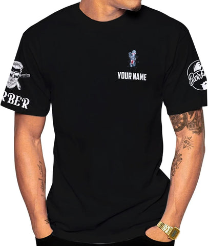 Personalized Barber Shop Shirt 3D Barber Shirts Hairdresser Haircutting Hairstylist Custom Salon Barber Tshirt Pole Scissors