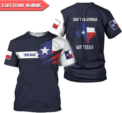 HomeDesign Personalized Name Texas Flag and Map Dont Mess with Texas Shirts 3D Unisex Shirt for Men Women Adult Size S-5XL