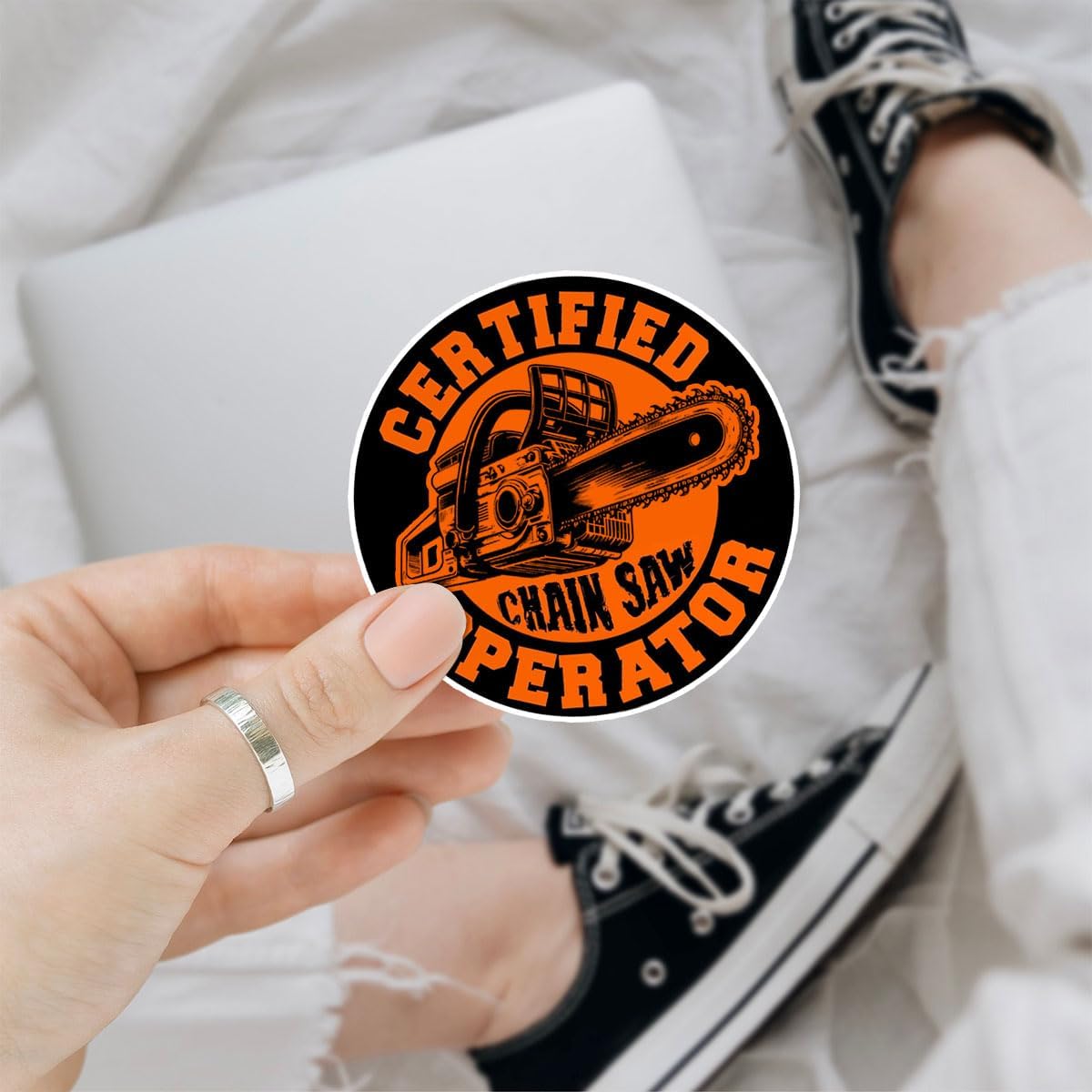3Pcs Certified Chain Saw Operator Sticker Chainsaw Operator Arborist Logger Tree Carpenter Gifts for Man Lumberjacks Chainsaw Bumper Stickers Decal for Laptop Bottle Phone Car Hard Hat Helmet 3"