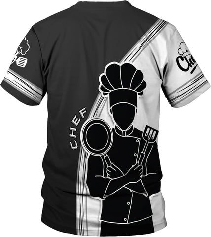 Custom Chef Shirt Chef Shirts for Men Gifts for Master Chef Lovers Custom Chef T Shirts for Men Funny 3D Chef Shirts for Men
