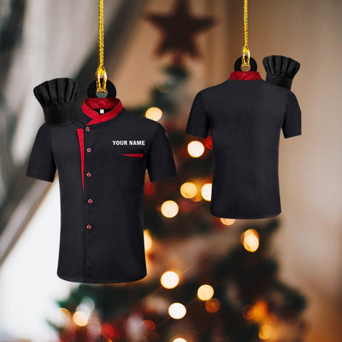 MoonArt Personalized Chef Black Shirt Ornament Christmas Chefs Hat Ornaments for Tree Chiefs O36 Multi-colored