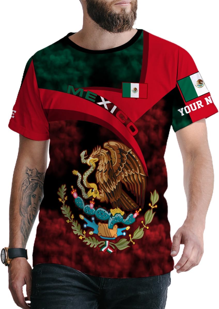 Mostprints Personalized Name Mexican Shirts for Men 3D, Customized Mexico Shirts for Men, Mexico Shirts for Women Mexico Shirt