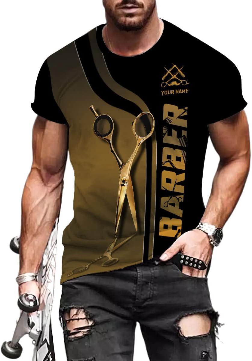 Personalized Name Barber 3D All Over Printed Shirts for Men & Women, Hair Stylist Shirt Gift for Barbershop